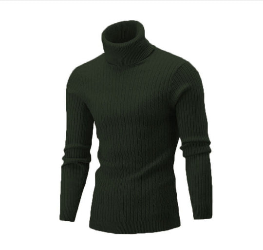 Herren-Strickpullover mit Rollkragen und Zopfmuster