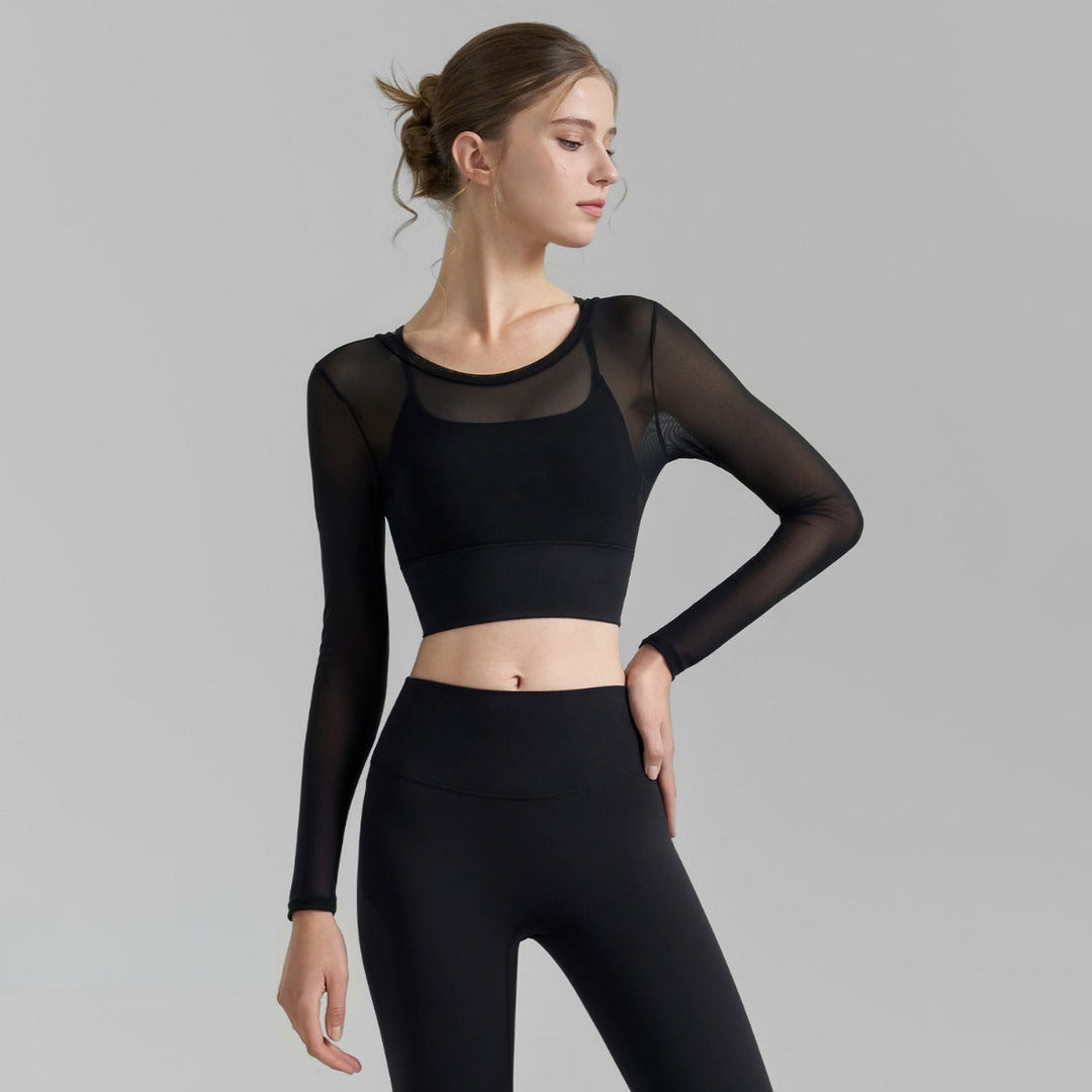 Fake zwei sexy Mesh-Yoga-Kleidung