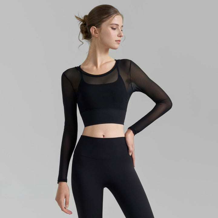 Fake zwei sexy Mesh-Yoga-Kleidung