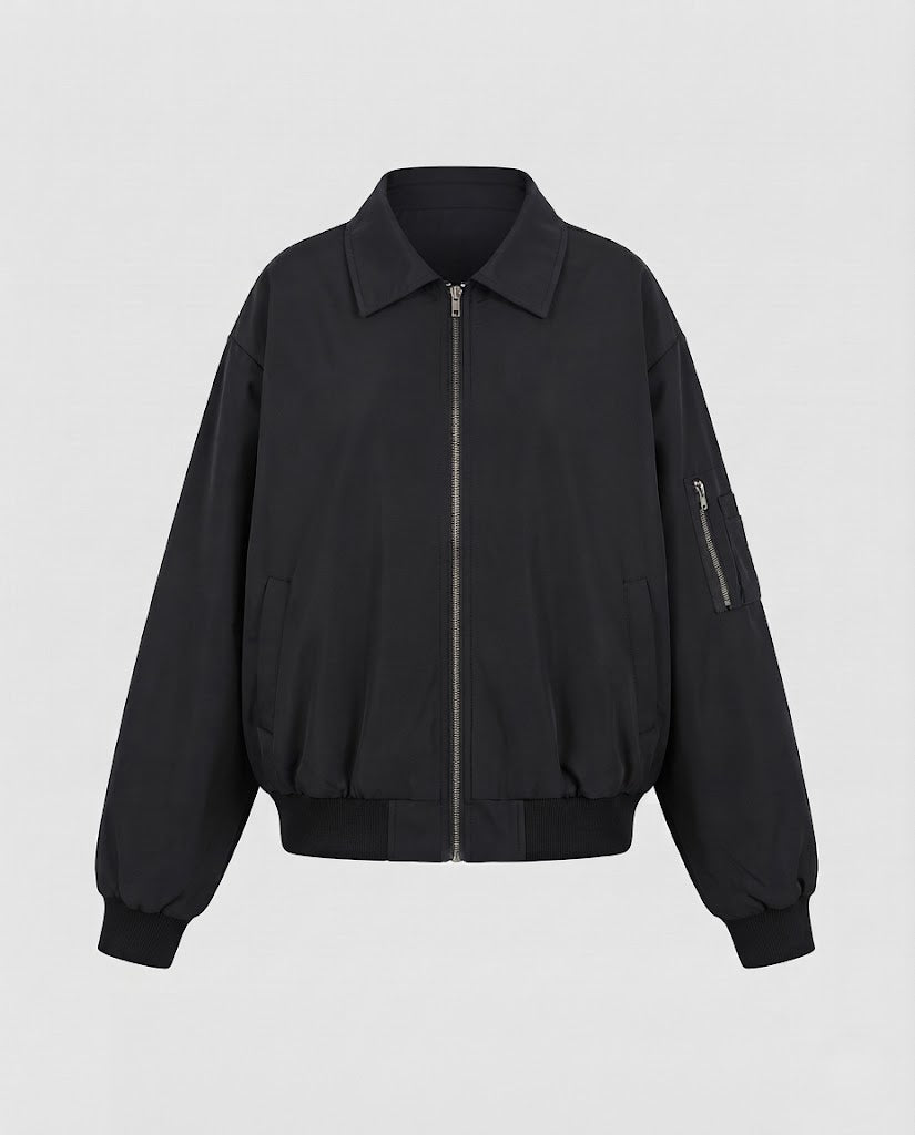 Damen Oversize-Bomberjacke mit verdecktem Zweiwege-Reißverschluss und Ärmel-Tasche Nord Taschen