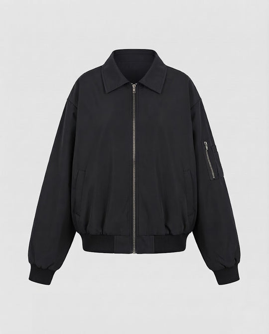 Damen Oversize-Bomberjacke mit verdecktem Zweiwege-Reißverschluss und Ärmel-Tasche Nord Taschen