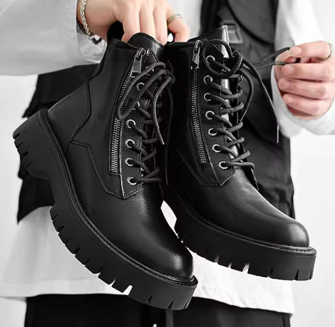 Herren-Stiefel im britischen Stil, Leder, mit seitlichem Reißverschluss