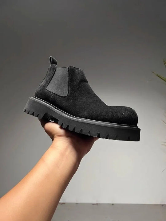 Herren-Chelsea-Stiefel aus Wildleder-Optik, flacher Absatz