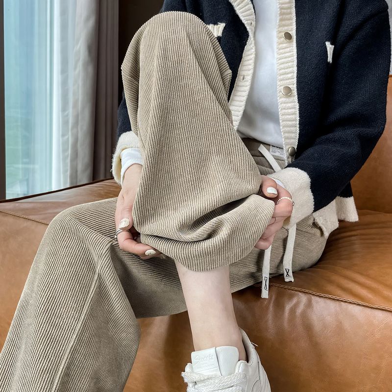 Damen-Freizeithose, Cord, weiter Schnitt