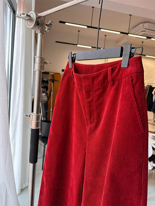 Damen-Cordhose, weit geschnitten, gerade Passform