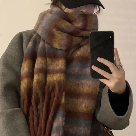 Karierter Winterschal, 210x30cm