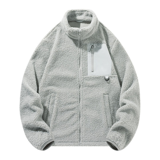 Unisex-Fleecejacke mit Stehkragen und Taschen