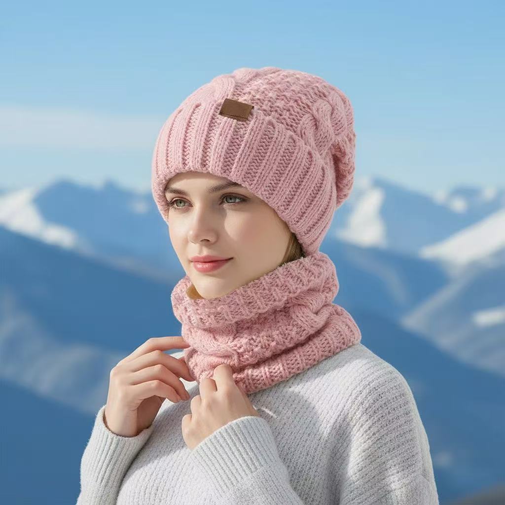 Strickmütze mit Schal-Set für Damen