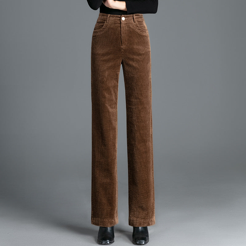 Gerade geschnittene Cordhose mit hohem Bund