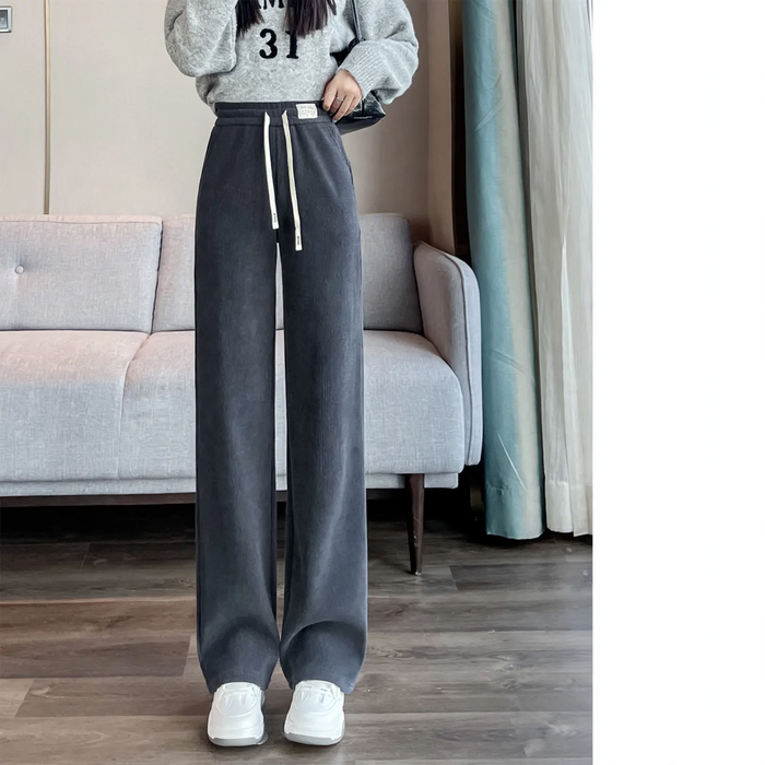 Damen-Cordhose mit weitem Bein, gerade geschnitten