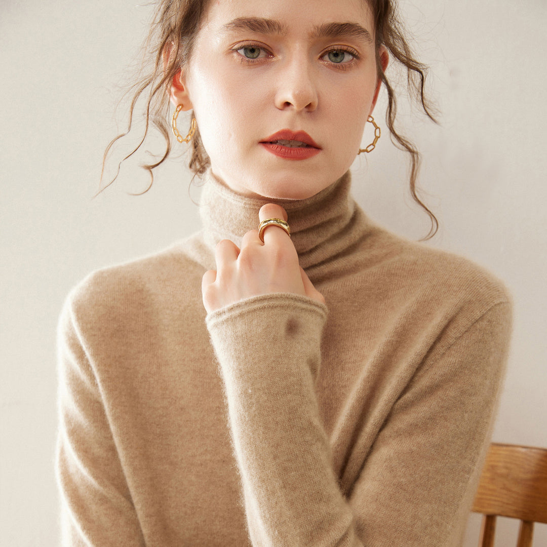 Weicher Kaschmir-Pullover mit Stehkragen