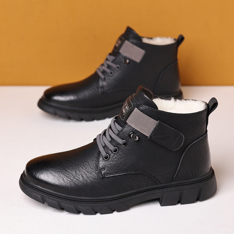 Gefütterte Herren-Stiefel, High-Top, Kunst-PU, Winter