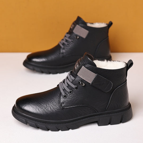 Gefütterte Herren-Stiefel, High-Top, Kunst-PU, Winter