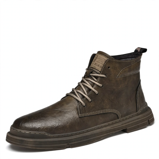 Gefütterte Herren-Lederstiefel mit Ziernähten