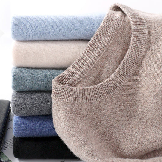 Herren-Wollpullover mit Rundhalsausschnitt