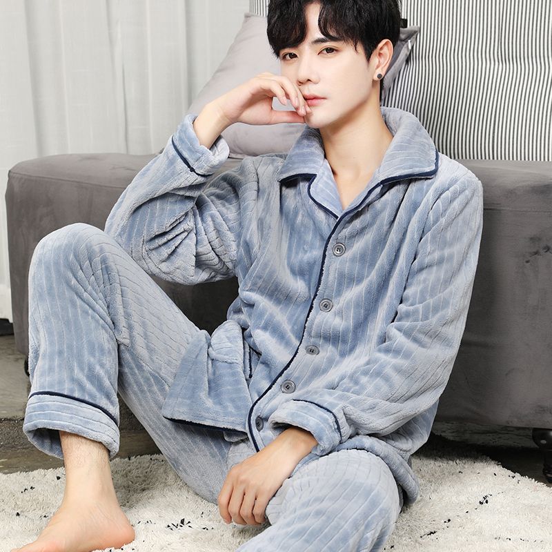 Herren-Pyjama-Set, Flanell, warm und atmungsaktiv