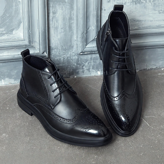 Herren-Chelsea-Boots im Brogue-Stil mit Reißverschluss