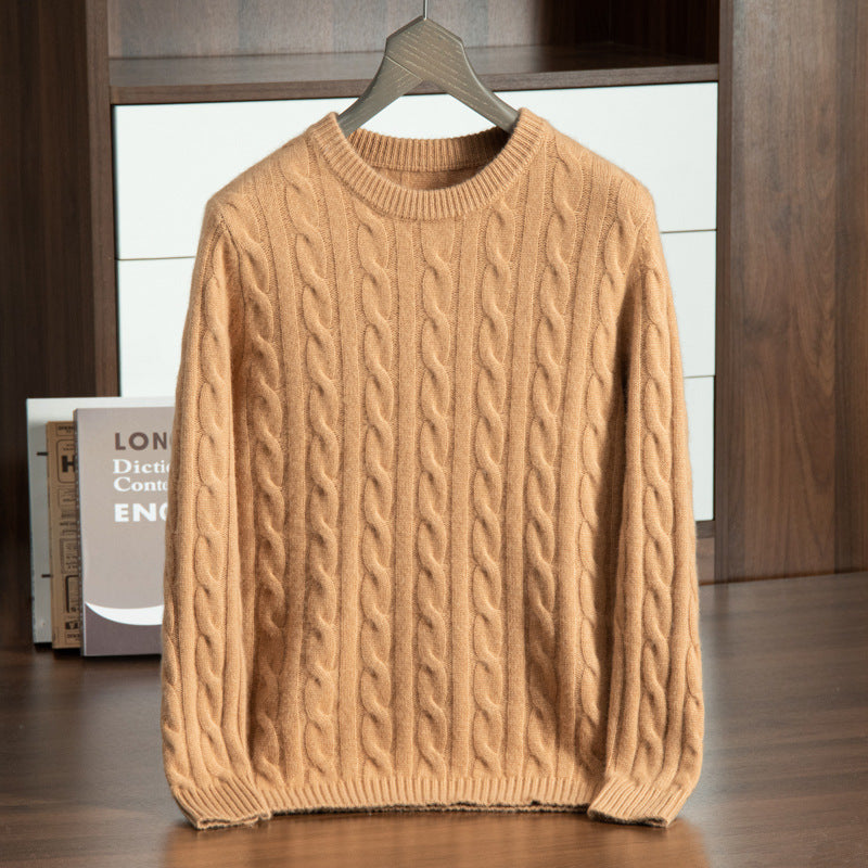 Herren-Kaschmirpullover mit Stehkragen und Jacquard-Muster