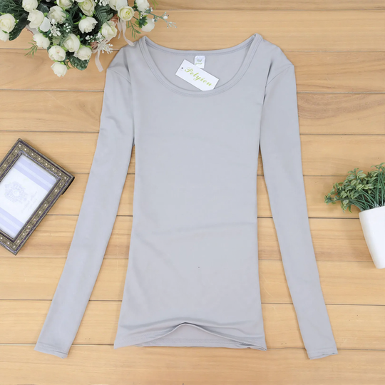Damen Langarm-T-Shirt, einfarbig