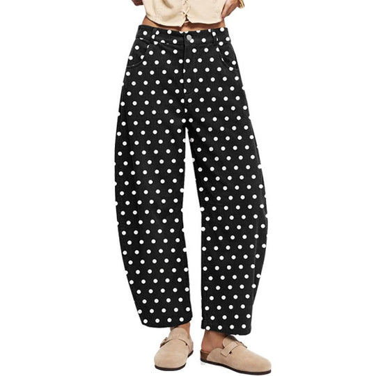 Cordhose mit Gummibund und Punktemuster