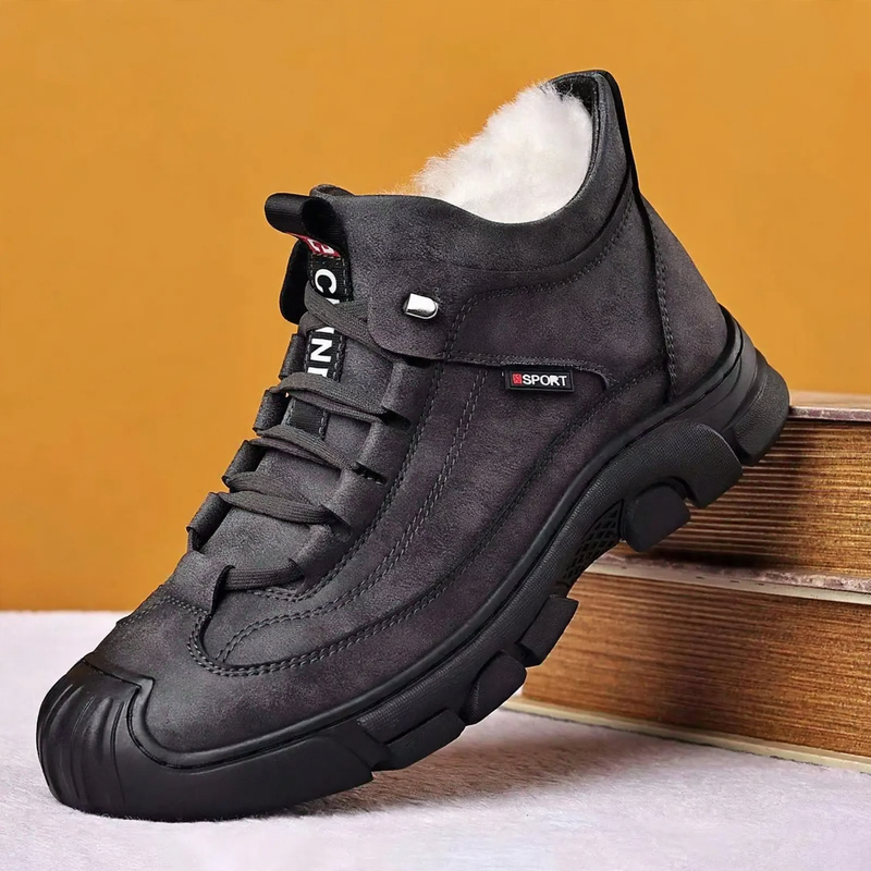 Gefütterte Herren-Stiefel, Kunstleder, rutschfest, Winter