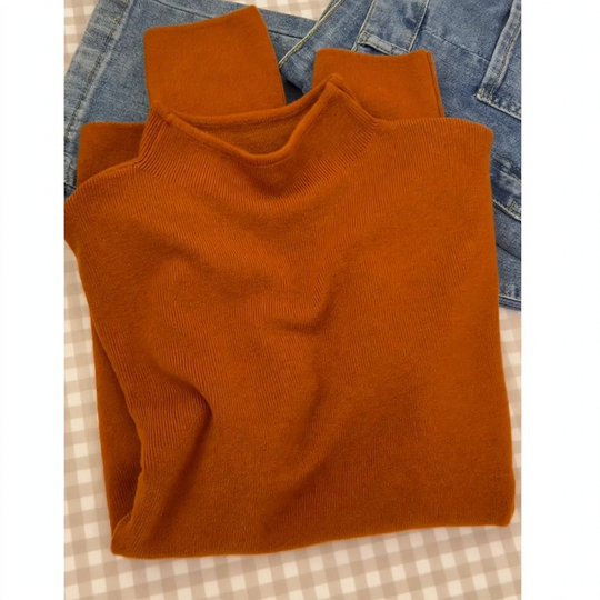 Damen-Strickpullover mit Stehkragen, vielseitiges Basic