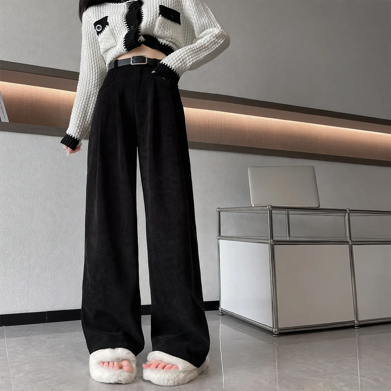 Damen-Cordhose, weit geschnitten, fließend