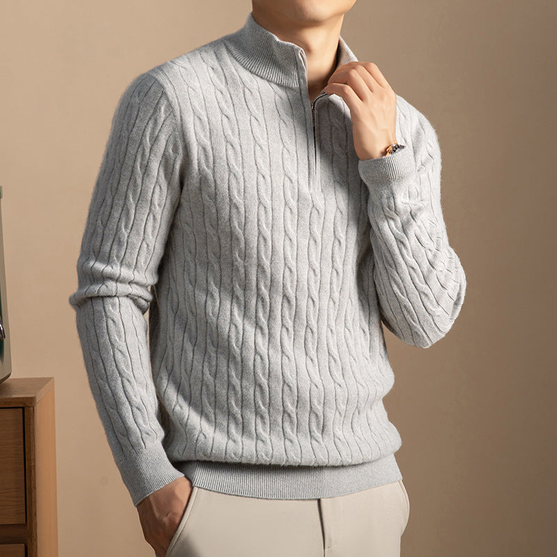 Herren-Kaschmirpullover mit Reißverschluss, dick