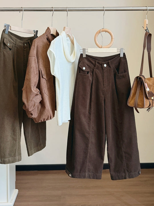 Damen-Cordhose, 7/8-Länge, weites Bein
