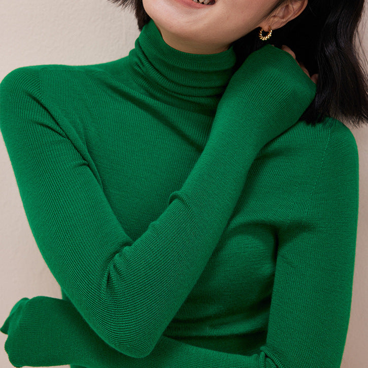 Damen-Wollpullover mit Stehkragen, 100% Wolle