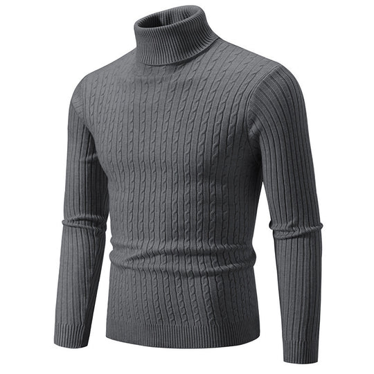 Herren-Rollkragenpullover, Zopfmuster, klassisch