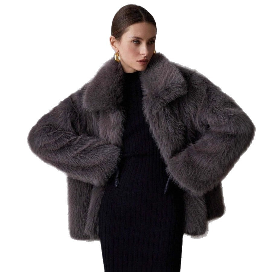 Elegante Damen-Kunstpelzjacke in Unifarben