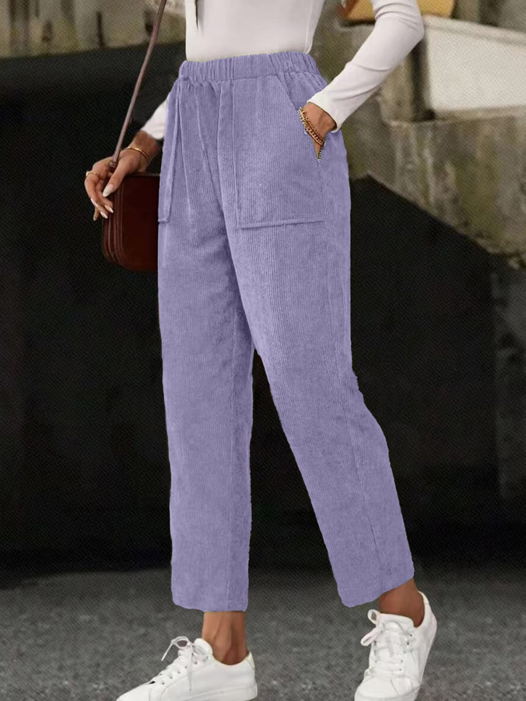 Damen-Cordhose, gerade geschnitten, mit Taschen