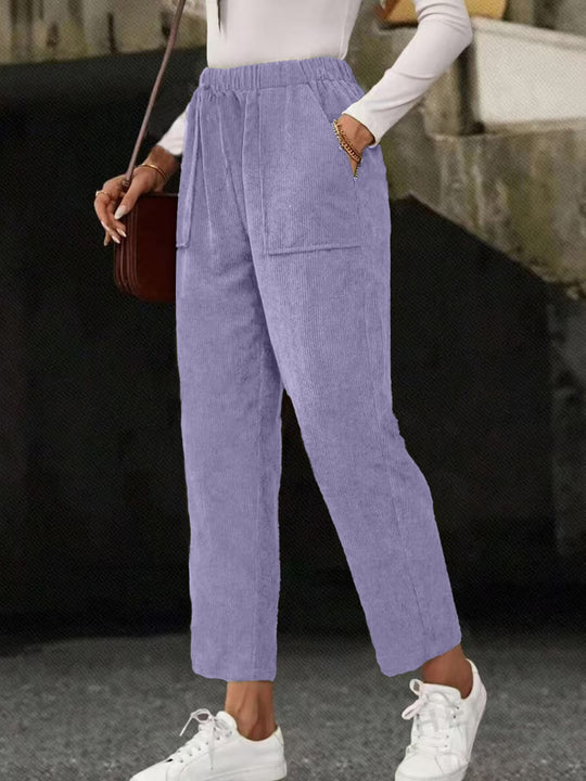 Damen-Cordhose, gerade geschnitten, mit Taschen