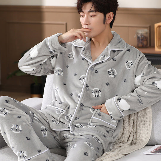 Warmer Herren-Hausanzug aus Flanell