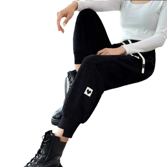 Gefütterte Chenille-Jogginghose für Damen, locker geschnitten