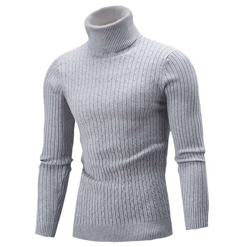 Herren-Strickpullover mit Rollkragen und Zopfmuster