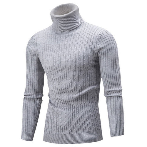 Herren-Strickpullover mit Rollkragen und Zopfmuster