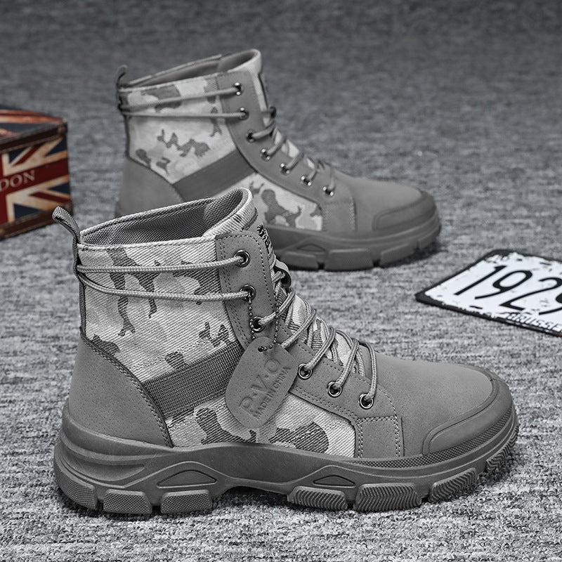 Herren-Arbeitsstiefel, Camouflage, rutschfest, robust