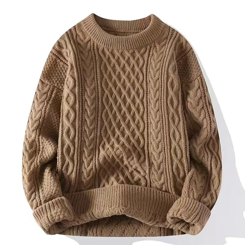 Grober Strickpullover mit Zopfmuster für Herren