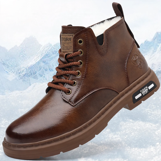 Herren-Winterstiefel, Leder, gefüttert, rutschfest, 6627