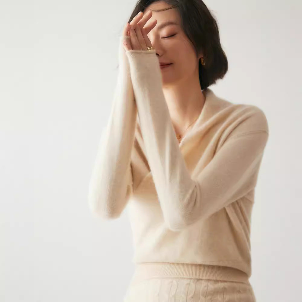 Damen-Strickpullover mit V-Ausschnitt