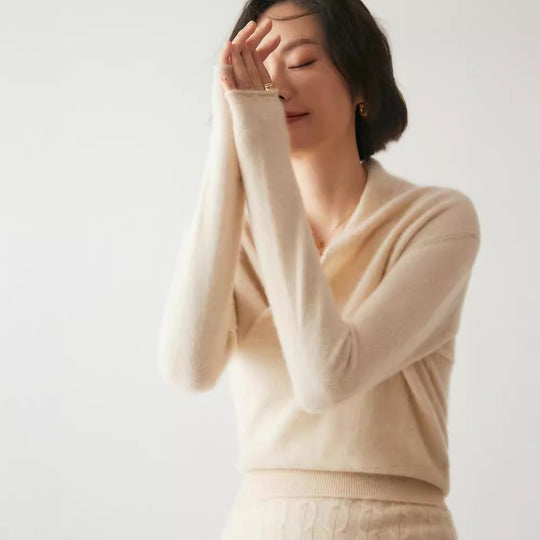 Damen-Strickpullover mit V-Ausschnitt