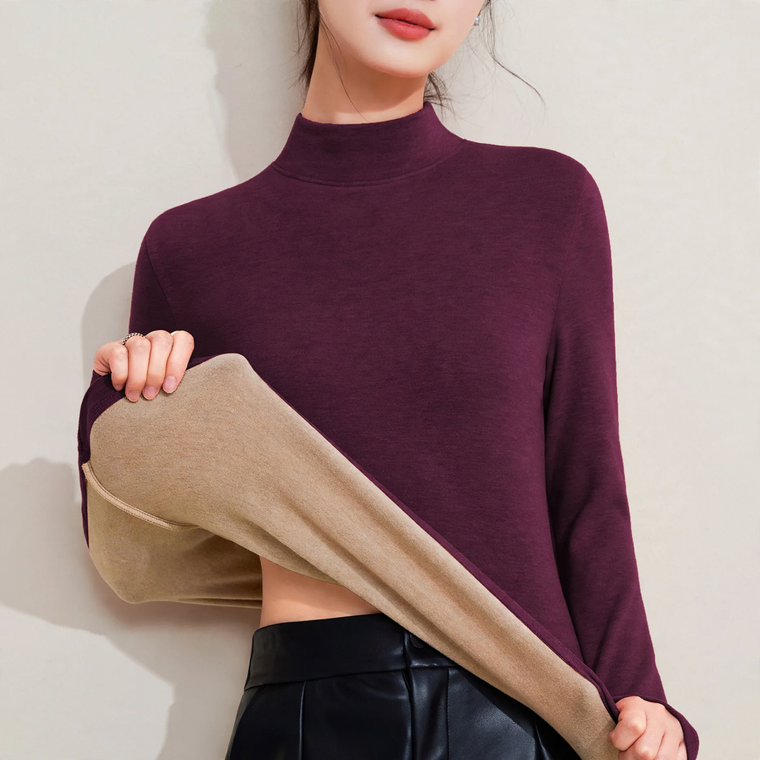 Damen-Thermo-Unterziehshirt mit Stehkragen, gefüttert
