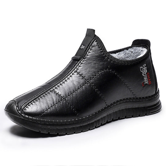 Gefütterte Herren-Kurzstiefel aus Kunstleder, warm und bequem