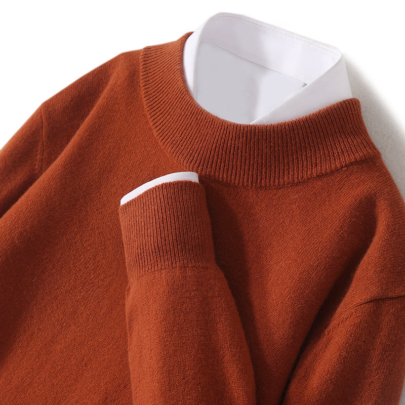 Herren-Wollpullover, Stehkragen, 100% Wolle, große Größen