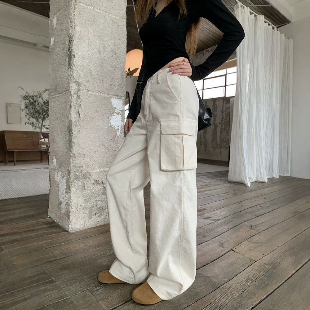 Lockere Cord-Freizeithose aus Baumwolle, gerade geschnitten