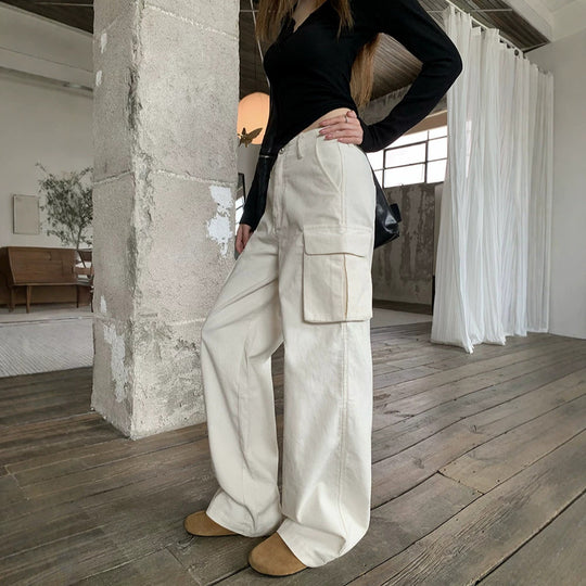 Lockere Cord-Freizeithose aus Baumwolle, gerade geschnitten