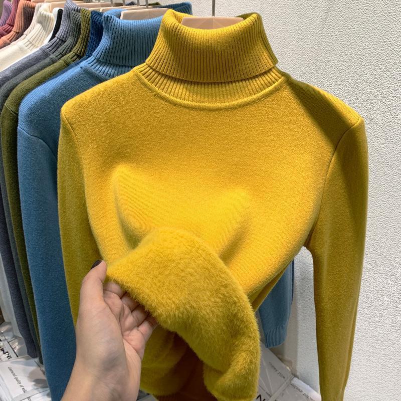 Damen-Strickpullover mit Rollkragen, körpernah