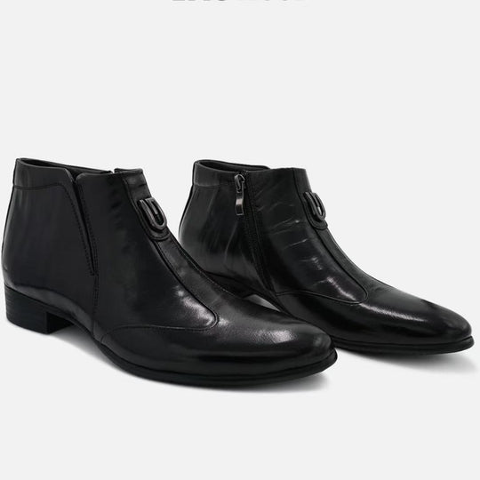 Herren-Chelsea-Stiefel aus Leder, spitz zulaufend, mit Reißverschluss